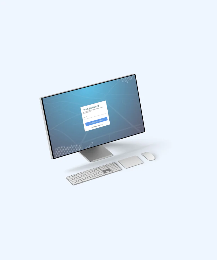 A desktop monitor showing Maptrade's reset password dialog.
